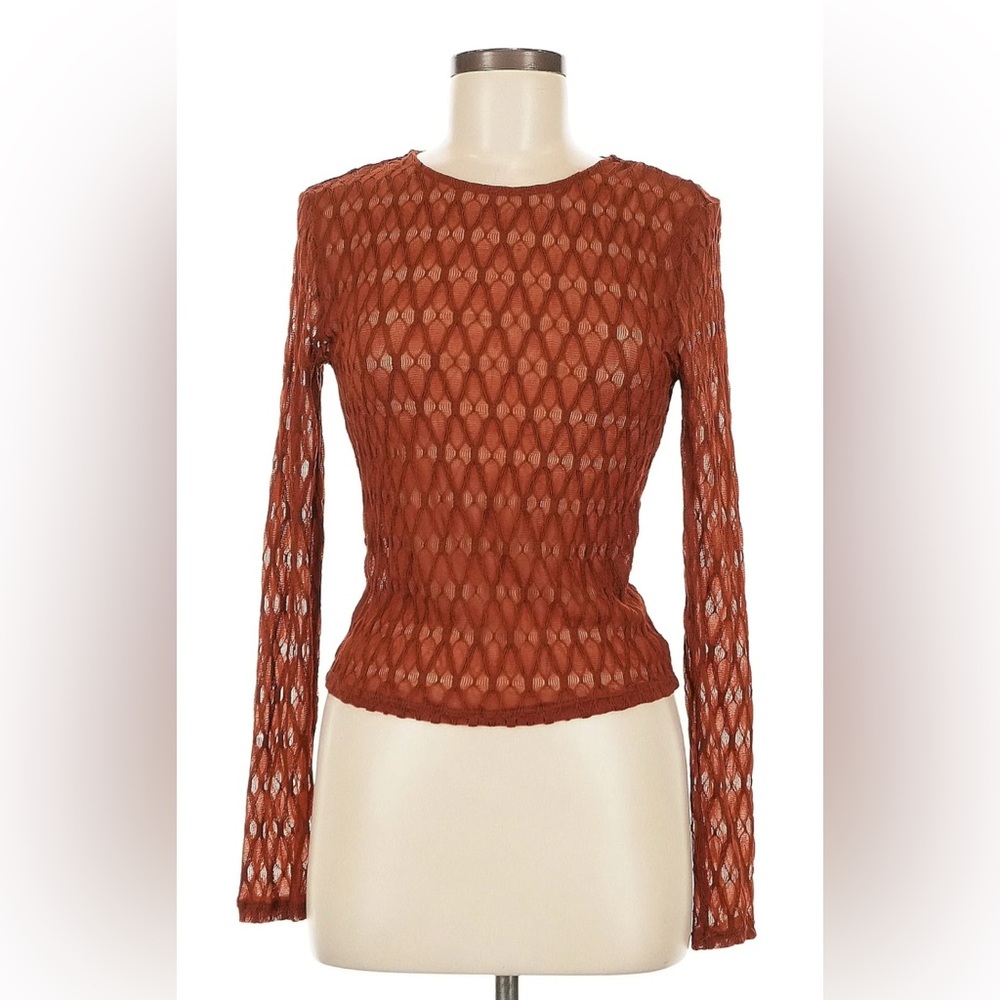 House of Harlow 1960 Terracotta Lace Blouse